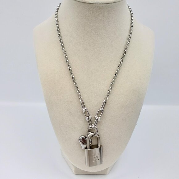 Authentic Louis Vuitton Padlock w/Unbranded Stainless Steel Plated Silver Chain - Picture 2 of 12